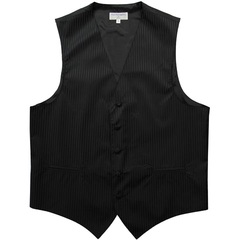 New men's tuxedo vest waistcoat only vertical Stripes pattern prom wedding black