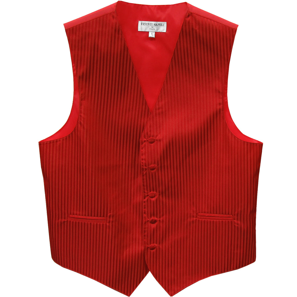 New men's tuxedo vest waistcoat only vertical Stripes pattern prom wedding red