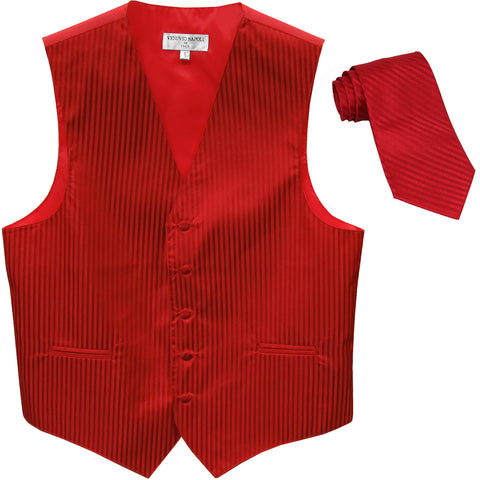 New Men's formal Vertical stripes tuxedo Vest Waistcoat_necktie prom red