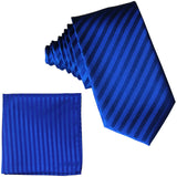 New Poly Woven Men's 2.5" slim necktie & hankie set tone on tone stripes