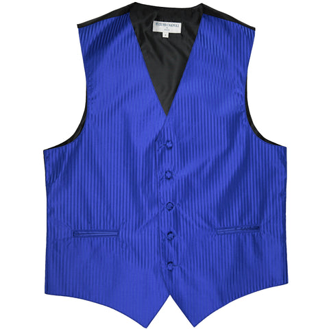 New men's tuxedo vest waistcoat only vertical Stripes pattern prom wedding royal blue