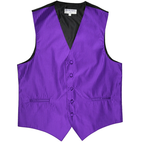 New men's tuxedo vest waistcoat only vertical Stripes pattern prom wedding purple
