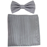 New formal men's pre tied Bow tie & Pocket Square Hankie stripes