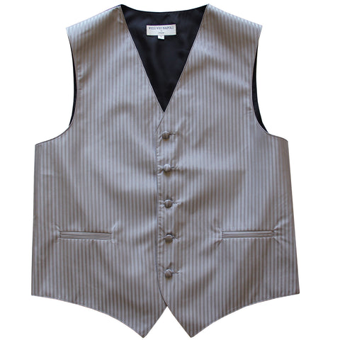 New men's tuxedo vest waistcoat only vertical Stripes pattern prom wedding gray