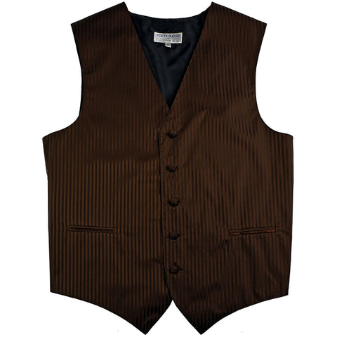 New men's tuxedo vest waistcoat only vertical Stripes pattern prom wedding brown