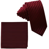 New Poly Woven Men's 2.5" slim necktie & hankie set tone on tone stripes