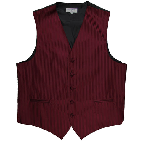 New men's tuxedo vest waistcoat only vertical Stripes pattern prom wedding burgundy