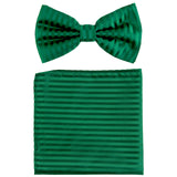 New formal men's pre tied Bow tie & Pocket Square Hankie stripes