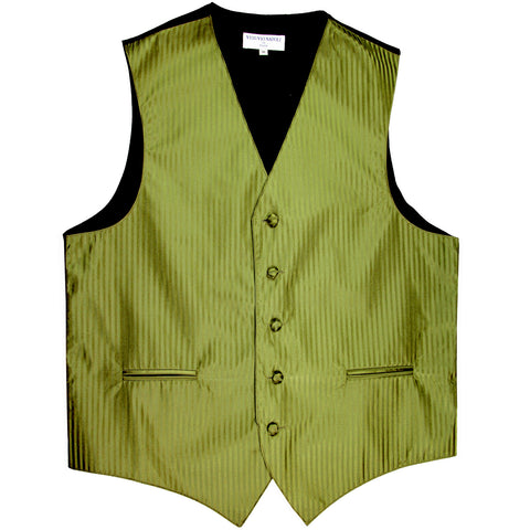 New men's tuxedo vest waistcoat only vertical Stripes pattern prom wedding spinach green