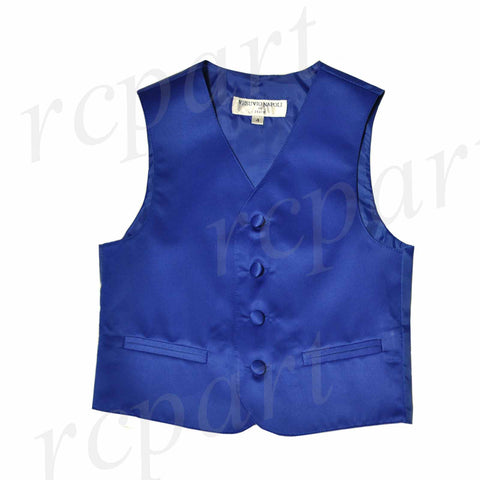 Boy's Kid's formal Tuxedo Vest Waistcoat only US size 2-14 wedding Royal Blue