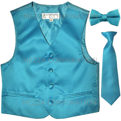 New Boy's Kid's formal Tuxedo Vest Waistcoat Necktie Bowtie US size 2-14 wedding