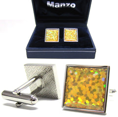 New Men's Cufflinks Cuff Link Square Wedding Formal Prom Gold Yellow #10