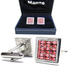 New Men's Cufflinks Cuff Link Square Rhinestones Wedding Formal Pink #15