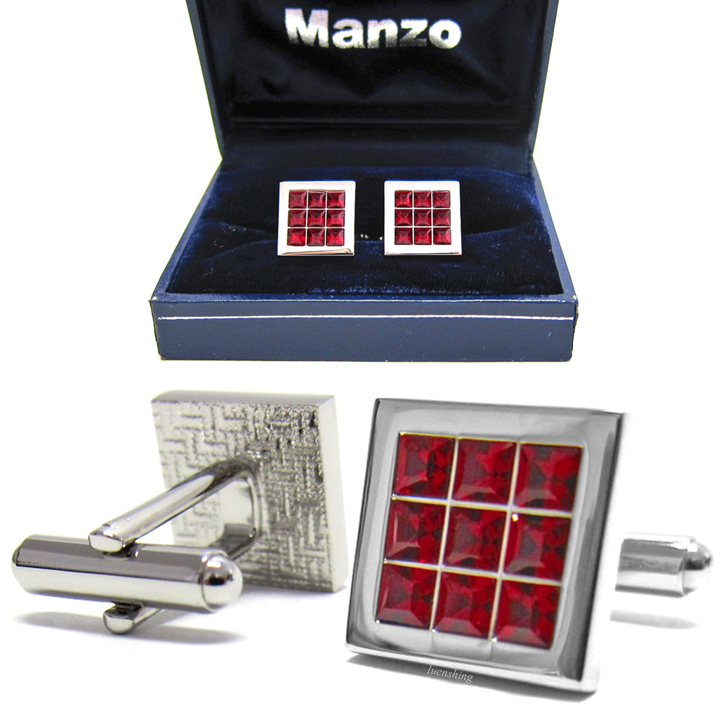 New Men's Cufflinks Cuff Link Square Rhinestones Wedding Formal Prom Red #15