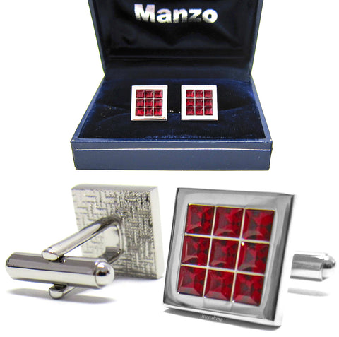 New Men's Cufflinks Cuff Link Square Rhinestones Wedding Formal Prom Red #15