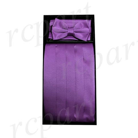NEW 100% polyester solid color Cummerbund & bowtie & hankie set prom wedding